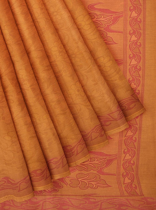 Coimbatore Cotton Emboss Saree - Orange - {{ collection.title }} by Prashanti Sarees