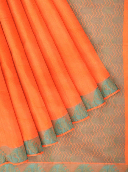 Coimbatore Cotton Emboss Saree - Orange - {{ collection.title }} by Prashanti Sarees