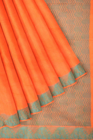 Coimbatore Cotton Emboss Saree - Orange