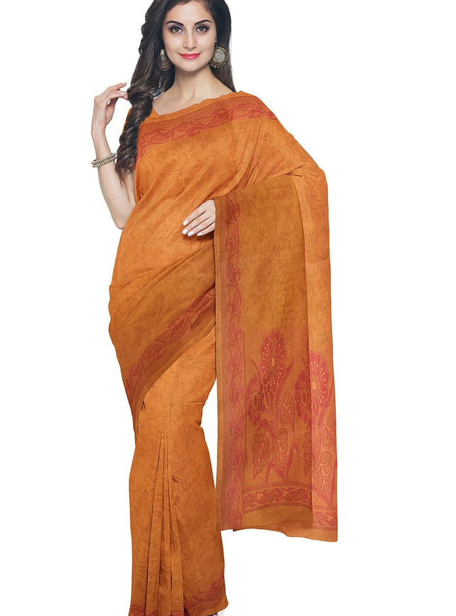 Coimbatore Cotton Emboss Saree - Orange - {{ collection.title }} by Prashanti Sarees