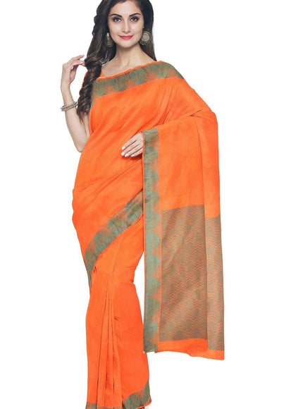 Coimbatore Cotton Emboss Saree - Orange - {{ collection.title }} by Prashanti Sarees