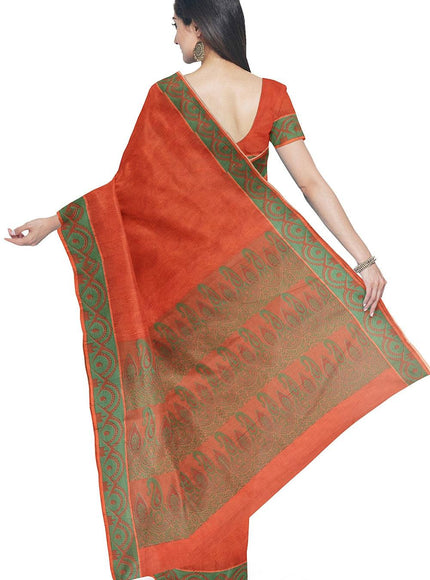 Coimbatore Cotton Emboss Saree - Orange - {{ collection.title }} by Prashanti Sarees