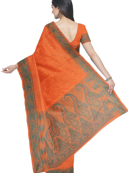 Coimbatore Cotton Emboss Saree - Orange - {{ collection.title }} by Prashanti Sarees