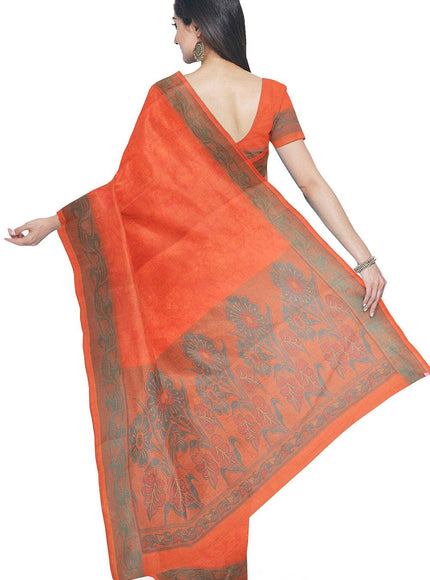 Coimbatore Cotton Emboss Saree - Orange - {{ collection.title }} by Prashanti Sarees