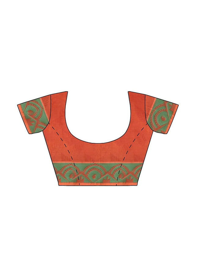 Coimbatore Cotton Emboss Saree - Orange - {{ collection.title }} by Prashanti Sarees