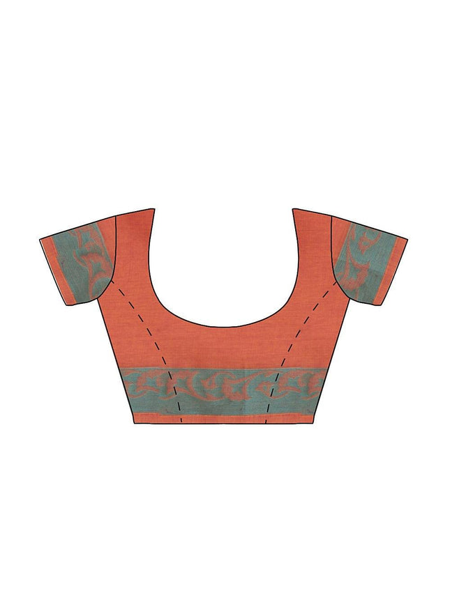 Coimbatore Cotton Emboss Saree - Orange with Pink Shade - {{ collection.title }} by Prashanti Sarees