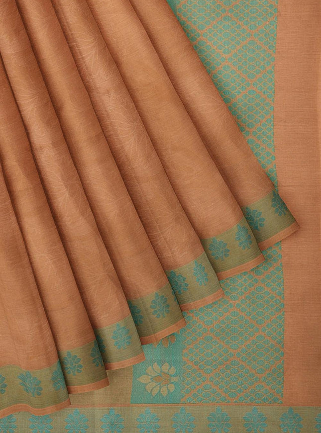 Coimbatore Cotton Emboss Saree - Sandal - {{ collection.title }} by Prashanti Sarees