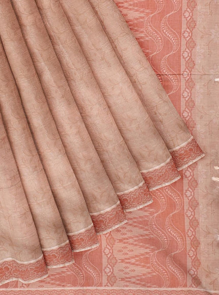 Coimbatore Cotton Emboss Saree - Sandal - {{ collection.title }} by Prashanti Sarees