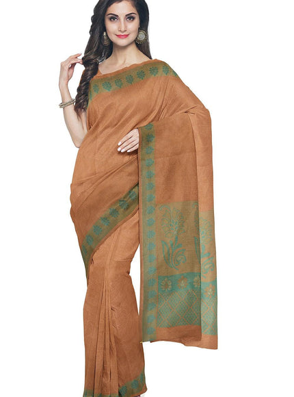 Coimbatore Cotton Emboss Saree - Sandal - {{ collection.title }} by Prashanti Sarees