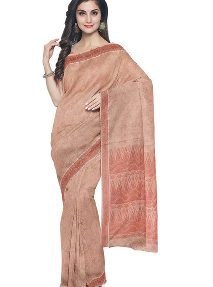 Coimbatore Cotton Emboss Saree - Sandal - {{ collection.title }} by Prashanti Sarees