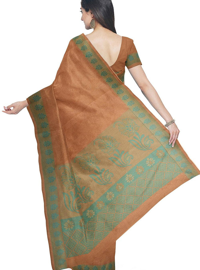 Coimbatore Cotton Emboss Saree - Sandal - {{ collection.title }} by Prashanti Sarees