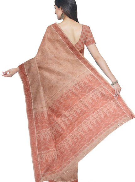 Coimbatore Cotton Emboss Saree - Sandal - {{ collection.title }} by Prashanti Sarees