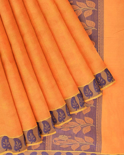 Coimbatore Cotton Emboss Saree - Yellow - {{ collection.title }} by Prashanti Sarees