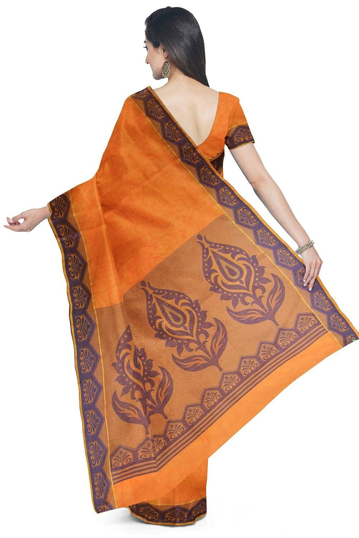 Coimbatore Cotton Emboss Saree - Yellow - {{ collection.title }} by Prashanti Sarees
