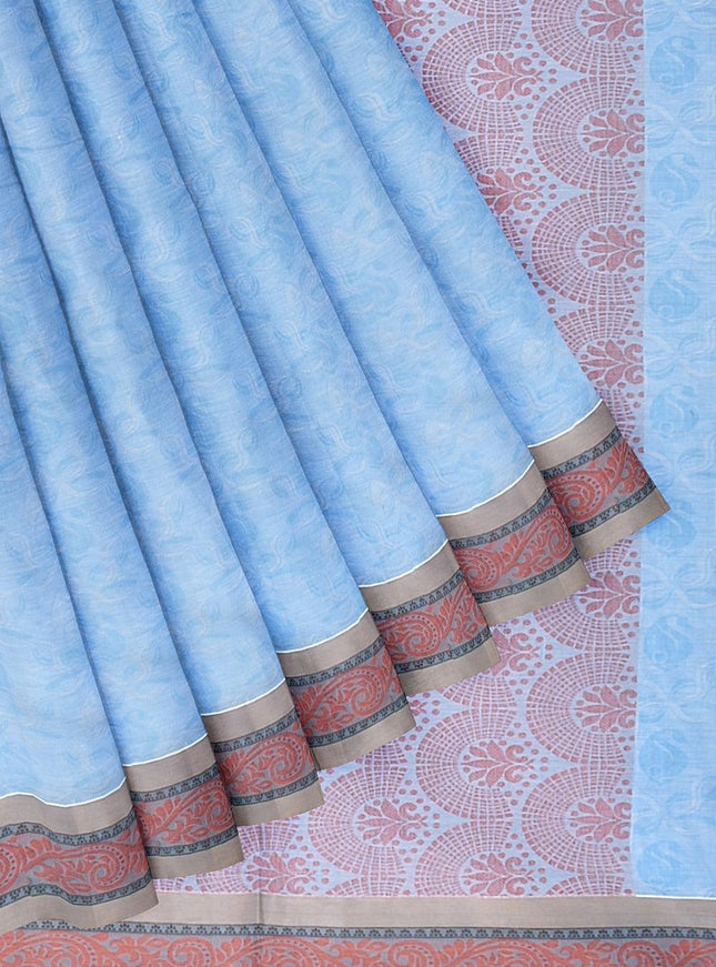 Coimbatore Cotton Fancy Emboss Saree - Blue - {{ collection.title }} by Prashanti Sarees