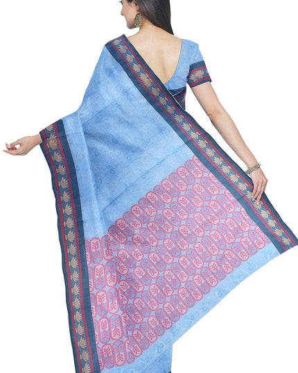 Coimbatore Cotton Fancy Emboss Saree - Blue - {{ collection.title }} by Prashanti Sarees