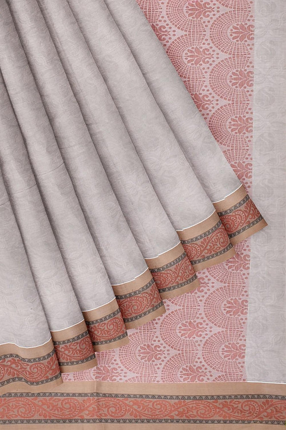 Coimbatore Cotton Fancy Emboss Saree - Grey - {{ collection.title }} by Prashanti Sarees