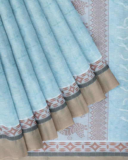 Coimbatore Cotton Fancy Emboss Saree - Light Blue - {{ collection.title }} by Prashanti Sarees