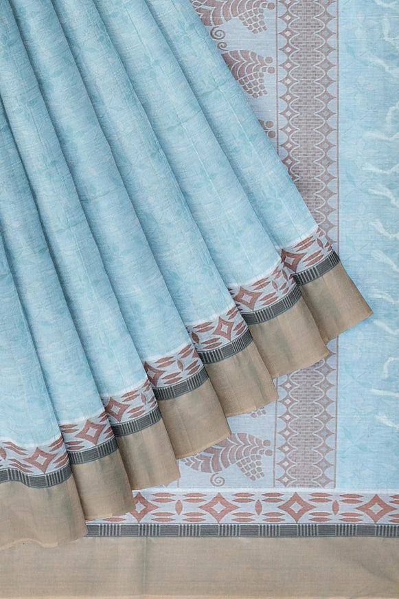Coimbatore Cotton Fancy Emboss Saree - Light Blue - {{ collection.title }} by Prashanti Sarees