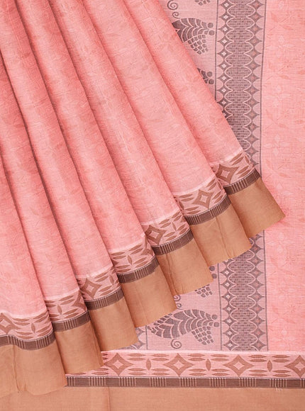 Coimbatore Cotton Fancy Emboss Saree - Light Orange - {{ collection.title }} by Prashanti Sarees