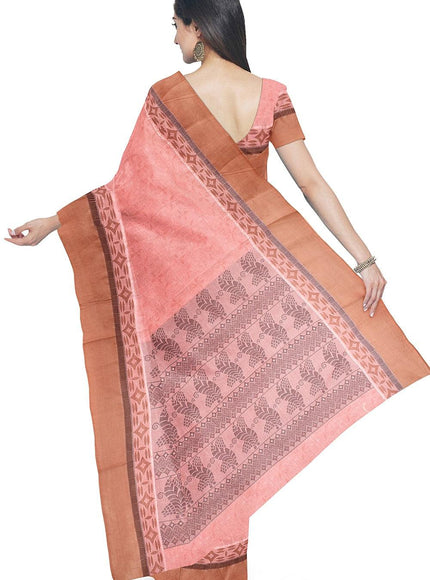 Coimbatore Cotton Fancy Emboss Saree - Light Orange - {{ collection.title }} by Prashanti Sarees