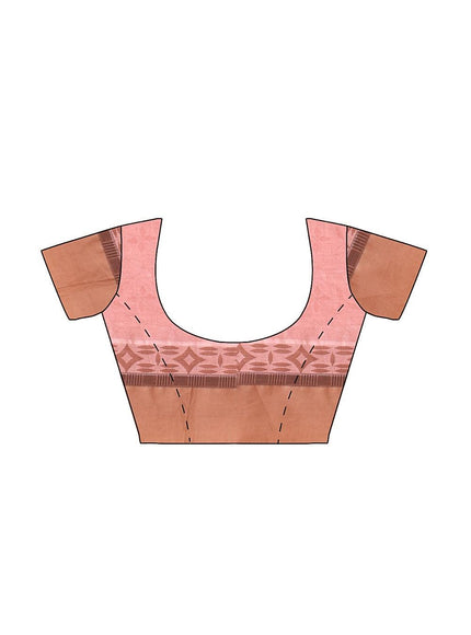 Coimbatore Cotton Fancy Emboss Saree - Light Orange - {{ collection.title }} by Prashanti Sarees