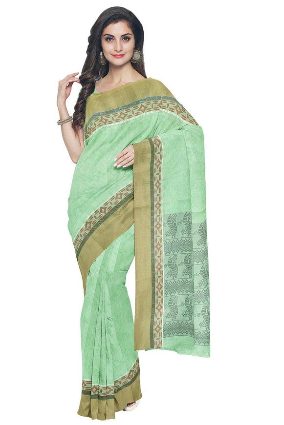 Coimbatore Cotton Fancy Emboss Saree - Lime Green - {{ collection.title }} by Prashanti Sarees