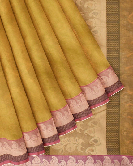 Coimbatore Cotton Fancy Emboss Saree - Mustard - {{ collection.title }} by Prashanti Sarees