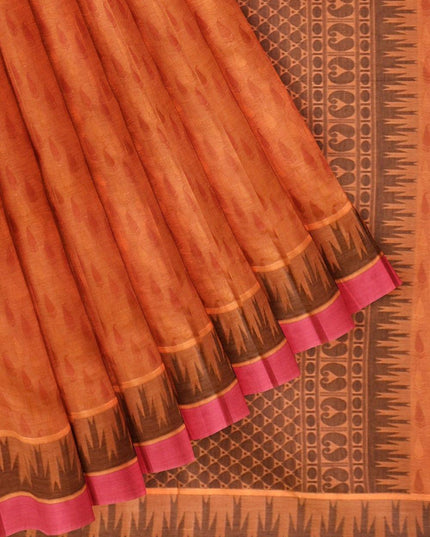 Coimbatore Cotton Fancy Emboss Saree - Orange - {{ collection.title }} by Prashanti Sarees
