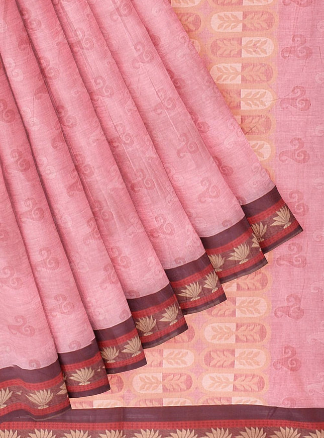 Coimbatore Cotton Fancy Emboss Saree - Pink - {{ collection.title }} by Prashanti Sarees