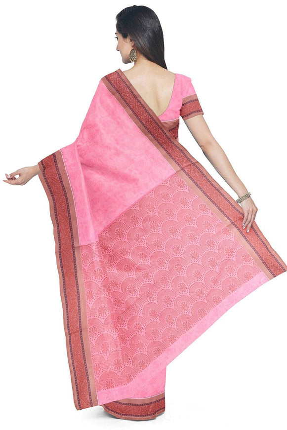 Coimbatore Cotton Fancy Emboss Saree - Pink - {{ collection.title }} by Prashanti Sarees