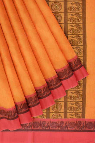 Coimbatore Cotton Fancy Emboss Saree - Yellow
