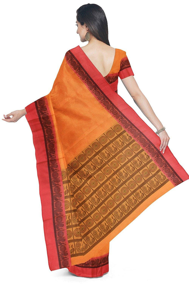 Coimbatore Cotton Fancy Emboss Saree - Yellow - {{ collection.title }} by Prashanti Sarees