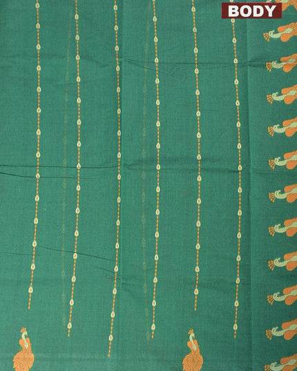 Coimbatore Cotton Green Saree with Thread Woven Buttas and Simple Border - {{ collection.title }} by Prashanti Sarees