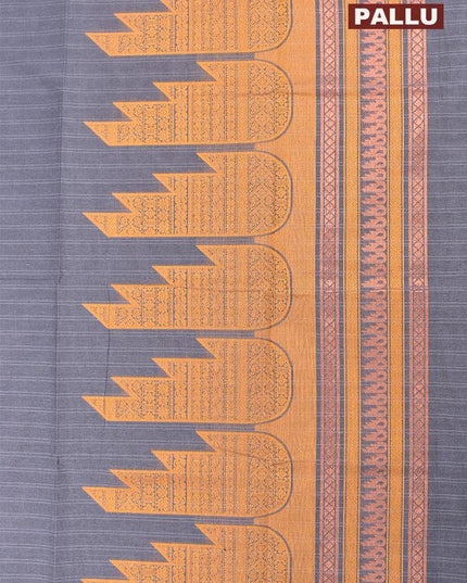 Coimbatore Cotton Grey Saree with Copper Zari and Thread Woven Buttas and Zari Border - {{ collection.title }} by Prashanti Sarees