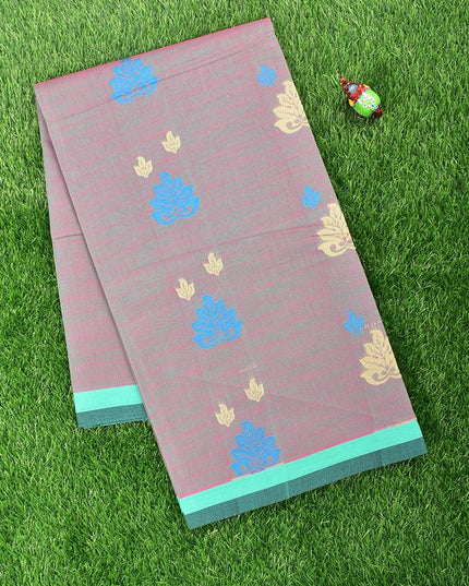 Coimbatore Cotton Grey with Pink Shade Saree with Thread Woven Buttas and Simple Border - {{ collection.title }} by Prashanti Sarees