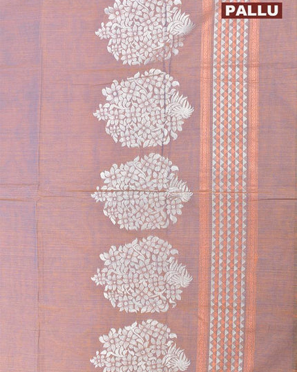 Coimbatore Cotton Grey with Yellow Shade Saree with Silver Zari Woven Buttas and Zari Woven Border - {{ collection.title }} by Prashanti Sarees
