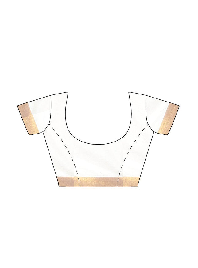 Coimbatore Cotton Kerala Kasavu Saree - Half White - {{ collection.title }} by Prashanti Sarees