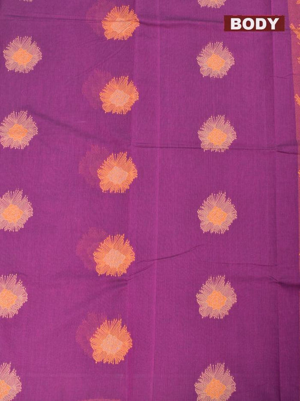 Coimbatore Cotton Magenta Saree with Thread Woven Buttas and Simple Border - {{ collection.title }} by Prashanti Sarees