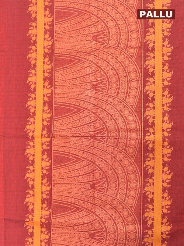 Coimbatore Cotton Maroon Saree with Copper and Thread Woven Buttas and Zari Woven Border - {{ collection.title }} by Prashanti Sarees