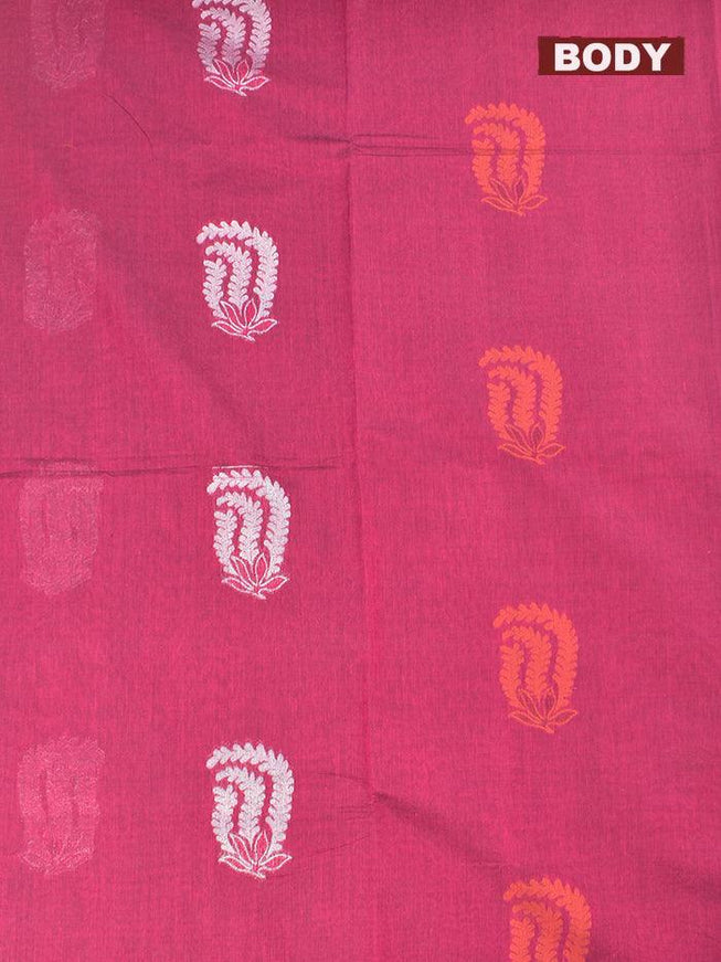 Coimbatore Cotton Maroon Saree with Silver Zari and Thread Woven Buttas and Simple Border - {{ collection.title }} by Prashanti Sarees