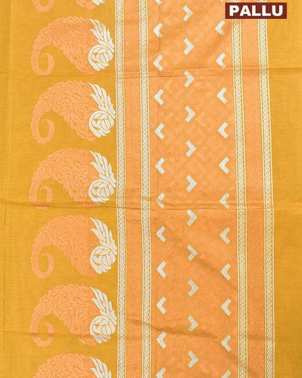 Coimbatore Cotton Mustard Yellow Saree with Copper and Silver Zari Woven Buttas and Thread Woven Border - {{ collection.title }} by Prashanti Sarees