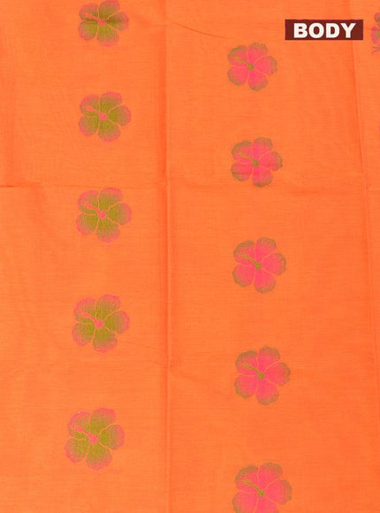 Coimbatore Cotton Orange Saree with Thread Woven Buttas and Simple Border - {{ collection.title }} by Prashanti Sarees