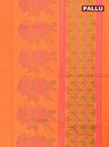 Coimbatore Cotton Orange Saree with Thread Woven Buttas and Simple Border - {{ collection.title }} by Prashanti Sarees