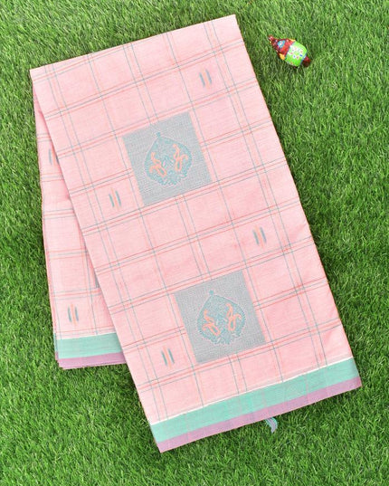 Coimbatore Cotton Pink Saree with Copper Zari and Thread Woven Buttas and Simple Border - {{ collection.title }} by Prashanti Sarees