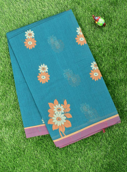 Coimbatore Cotton Rama Green Saree with Thread Woven Buttas and Simple Border - {{ collection.title }} by Prashanti Sarees