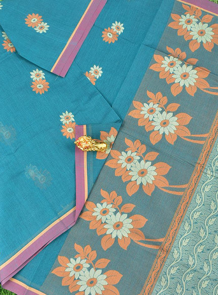 Coimbatore Cotton Rama Green Saree with Thread Woven Buttas and Simple Border - {{ collection.title }} by Prashanti Sarees
