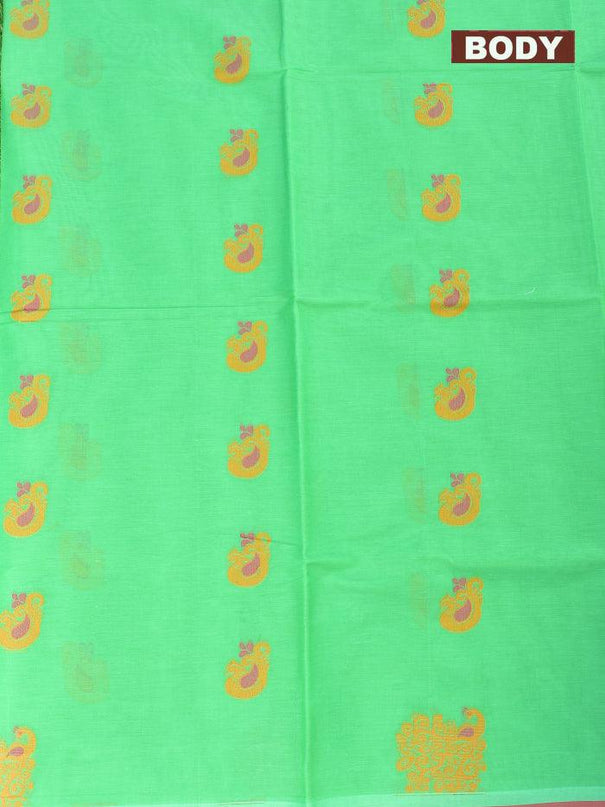 Coimbatore Cotton Rama Green Saree with Thread Woven Buttas and Simple Border - {{ collection.title }} by Prashanti Sarees