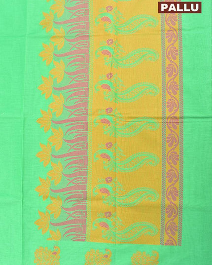 Coimbatore Cotton Rama Green Saree with Thread Woven Buttas and Simple Border - {{ collection.title }} by Prashanti Sarees