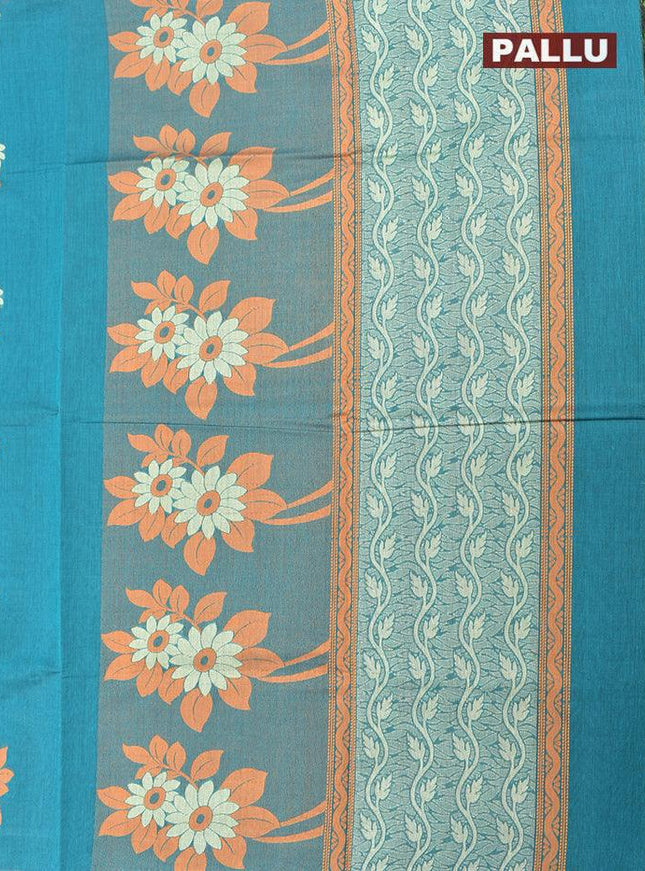 Coimbatore Cotton Rama Green Saree with Thread Woven Buttas and Simple Border - {{ collection.title }} by Prashanti Sarees